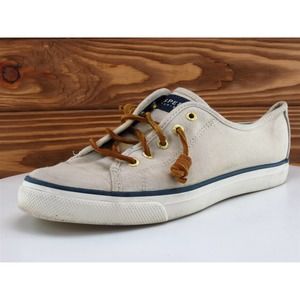 SPERRY Size 8.5 Boat Shoe‎ Beige Fabric Medium Lace Up Women